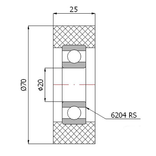Polyuretánový prítlačný valec fi. 70 mm
