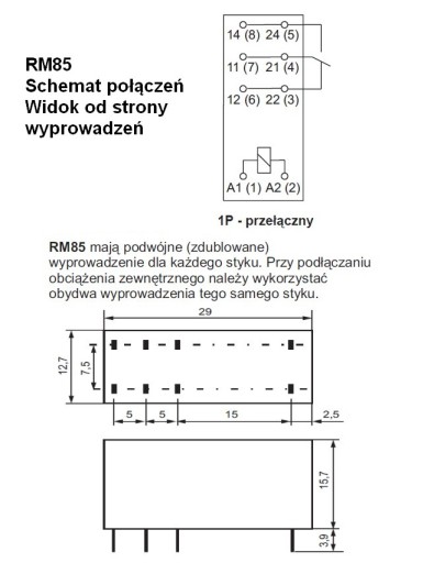 RELPOL RM85 NAPÁJACIE RELÉ 12V DC 16A 1P JQX-115