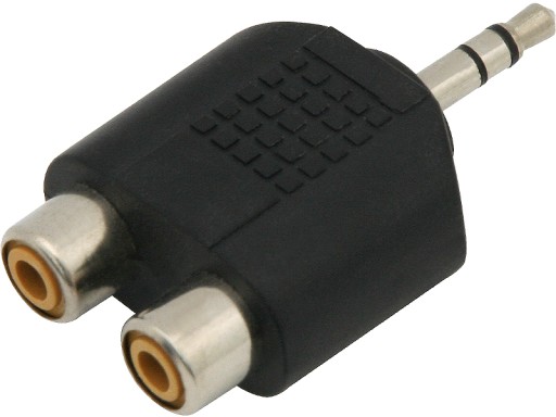 Malý adaptér JACK 3.5 stereo zástrčka/2x zásuvka RCA cinch adaptér (0819)