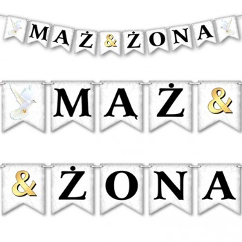 Dekorácia Banner Girlanda Svadobný Manžel Manželka 170cm