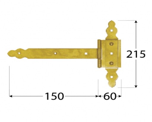 Ozdobný pánt na brány, boxové rolety ZBNO 150x215mm zlatý s krytkou
