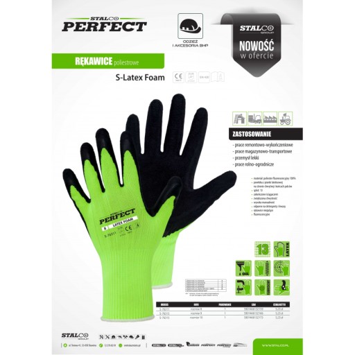 STALCO Polyesterové rukavice S-Latexová pena 9