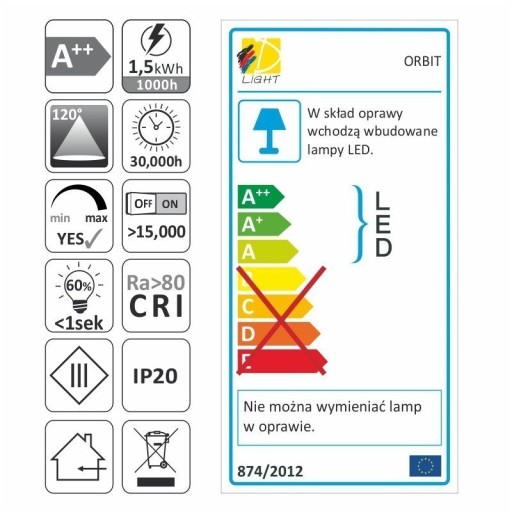 LED svietidlo orbit biele 1,5W 12VDC studená