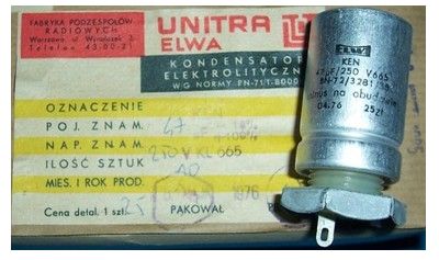 Elektrolytový kondenzátor KEN 47uF 250V