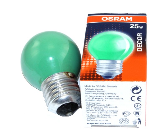 OSRAM DEKOR FAREBNÁ ŽIAROVKA 25W E27 240V ZELENÁ