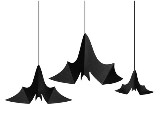 GARLAND HALLOWEEN DECORATION Prívesky BAT, čierna, SET 3 kusov