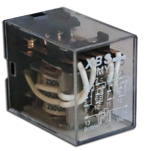 Relé R4, cievka 230V AC, 4 kontakty Morse 15 pin