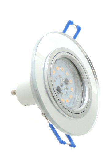 OSVETLOVACIA SKLENENÁ LAMPA PEVNÁ STRIEBORNÁ + GU10 LED 5W