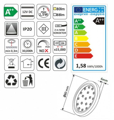 Svietidlo ORBIT LED 1,5W s dištančným dosahom POLSKÝ VÝROBOK!