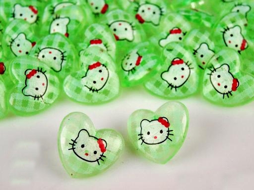 Detské gombíky 10 cm Hello Kitty 2 cm zelené