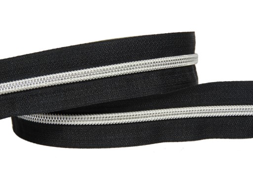 Zipsová páska Zips 5mm 1m ČIERNA/STRIEBOR