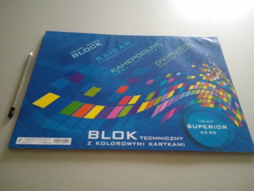 A3 farebný technický blok, 25 listov SUPERIOR Bristolská doska