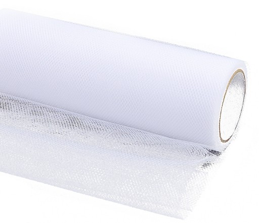 Ozdobný tyl na rolke BIELA Svadobné Svadobné prijímanie Krst 50cm 9m