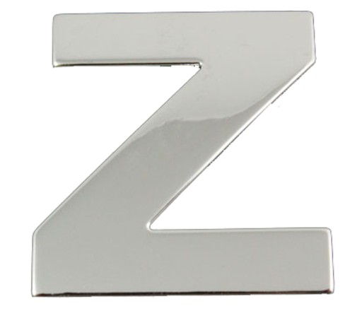 NÁLEPKA ZNAK CHROME 3D ČÍSLO PÍSMENO PÍSMENO Z
