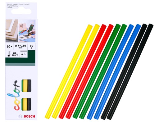Farebné 7mm lepiace tyčinky BOSCH PKP - 10 kusov