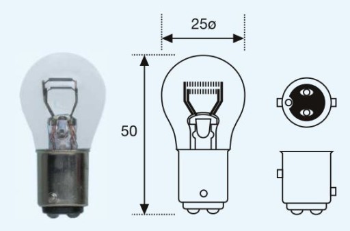 Žiarovka 21/5W 12V - P21/5W BAY15d Hella