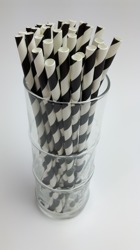 Papierové slamené trubičky Black Stripes 20 cm - 250 ks