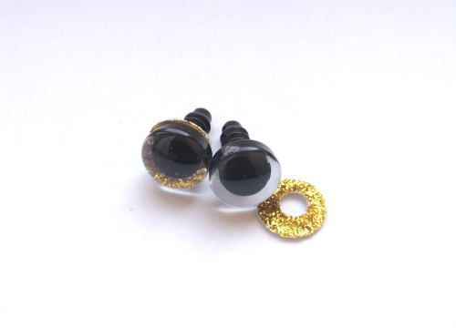 1 pár 12 mm zlatých trblietavých očiek