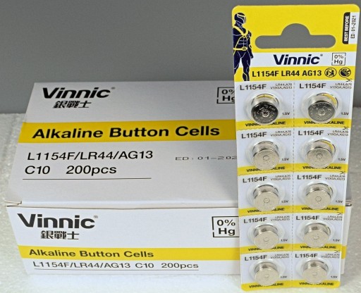 10x AG13 ALKALICKÁ BATÉRIA VINNIC A76 L1154 LR44