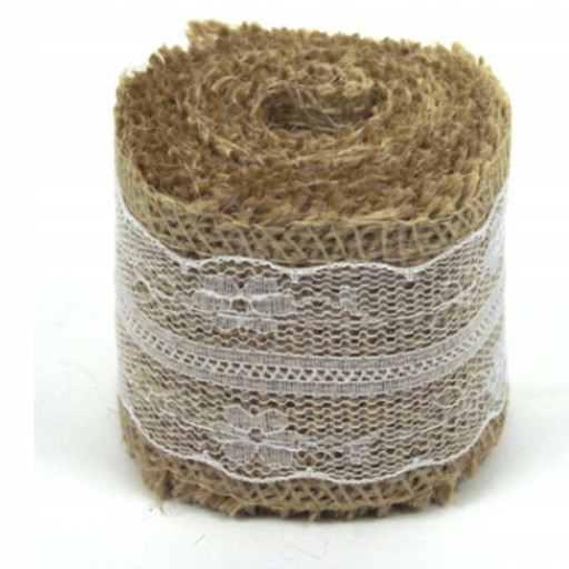 Jutová stuha s čipkou 5CM/1,8M OPENWORK