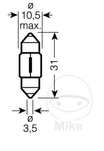 Osram žiarovka na osvetlenie ŠPZ 12V 10W SV8,5-8 (31mm)
