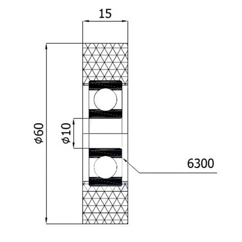 Polyuretánový prítlačný valec fi. 60 mm s ložiskom