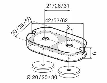 Skrutkovací nábytkový klzák 52x25mm na sedačku, posteľ