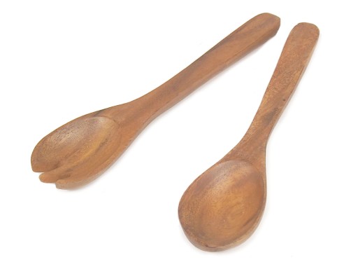 2 ŠALÁTOVÉ LYŽIČKY z EXOTICKÉHO DREVA HIT 30 cm