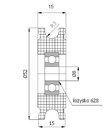 VALLEČKA FI 52 PRE KÁBLOVÝ FI 6 OTVOROVÝ FI 8 VALČEK