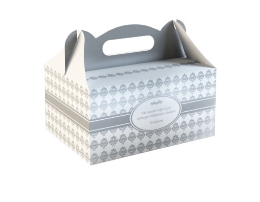 Cake Box Strieborné svadobné tortové boxy