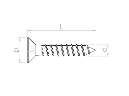100 KS. Kužeľové skrutky do dreva 3,0 x 16 mm