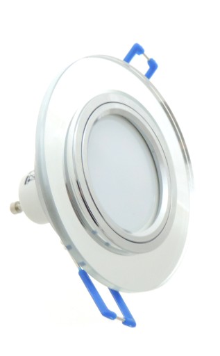 SVIETKO PRESKLENENÉ SVIETIDLO STRIEBORNÉ + GU10 LED 5W