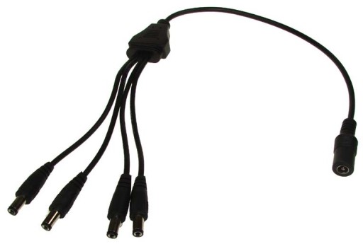 Zásuvka adaptéra / 4x zástrčka DC 2.1 / 5.5 25cm rozbočovač splitter (2307a