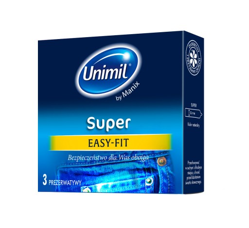 VLHČENÉ KONDÓMY UNIMIL SUPER EASY-FIT 3 ks