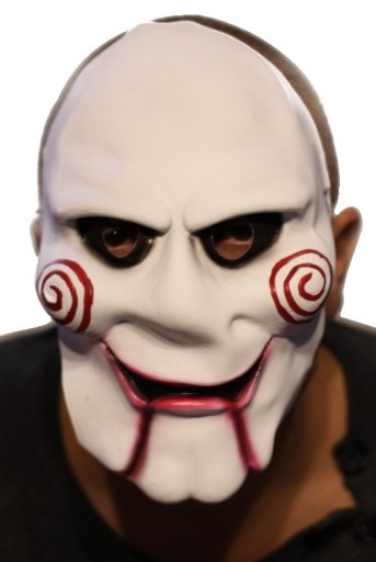 Videl masku klauna pána Enigma Riddle z hororového filmu