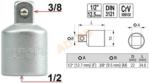 Zníženie 1/2''(f)-3/8''(m) / YT-1255 / YATO