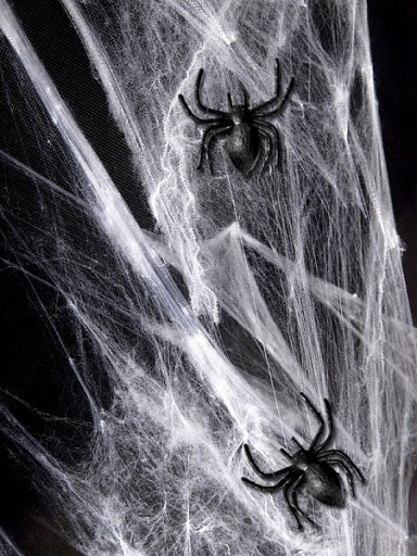 Umelá pavučina biela halloweenska sieť + 2 pavúky