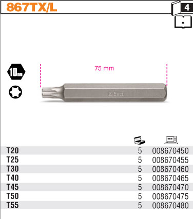 BIT 10MM DLHÝ TORX KEY T45 BITS 867TX/L BETA