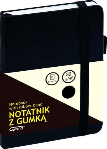 Zápisník A6 s gumičkou 80 strán GRID BLACK