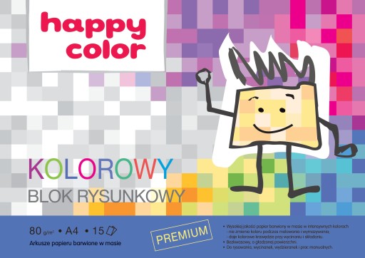 HAPPY COLOR Farebná podložka na kreslenie A4, 15 farieb