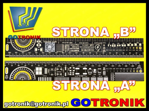 20 cm pravítko PCB, čierne____________________ PCB-098