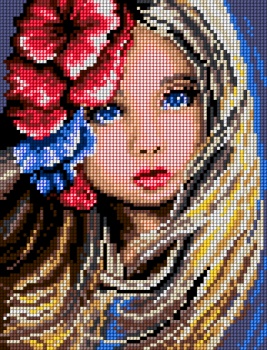 Plátno s potlačou na krížikový steh, na vyšívanie dievčatka 18x24 cm