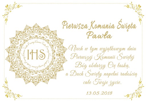 Oblátka na tortu Sväté prijímanie A4 Meno Dátum