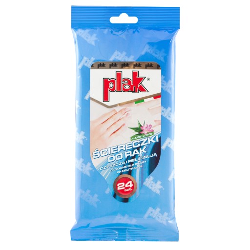 Plak Vlhčené obrúsky Utierky na umývanie rúk s Aloe 24 ks