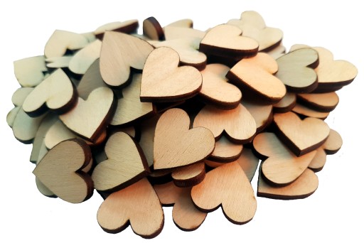 DREVENÉ SRDCE 4 cm - 100 ks DECOUPAGE EKO SRDCE