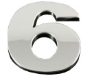 ZNAK NÁLEPKY CHROME 3D LIST PÍSMENO ČÍSLO 6