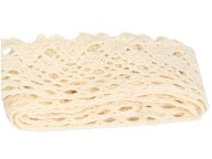 Čipkovaná látková stuha 40mm/1m BIELA/KRÉMOVÁ