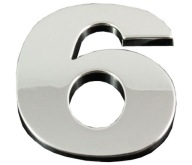 ZNAK NÁLEPKY CHROME 3D LIST PÍSMENO ČÍSLO 6