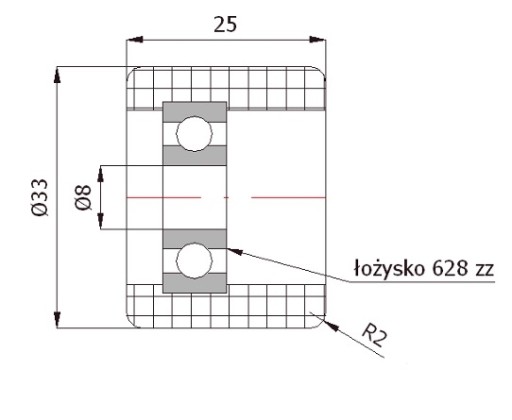PODPORNÁ VALIČKA BRÁNY fi 33 mm VALCE BRÁNY