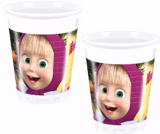 Plastové poháre Máša a medveď - 200 ml, 8 ks.